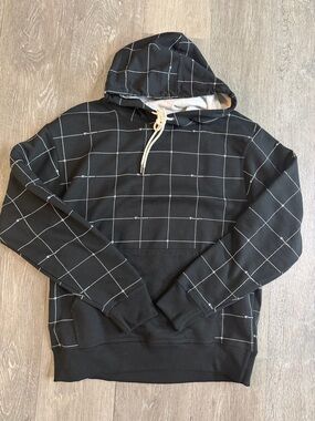 Men’s Champion Black Windowpane Grid Hoodie with White Drawcord